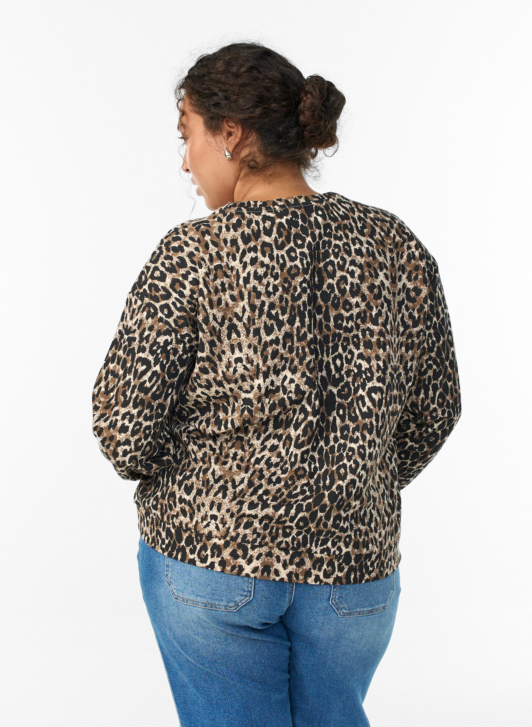 Zizzi Bluza z nadrukiem w stylu leopard oraz z nadrukiem z haslem, Brązowy, Model image number 2