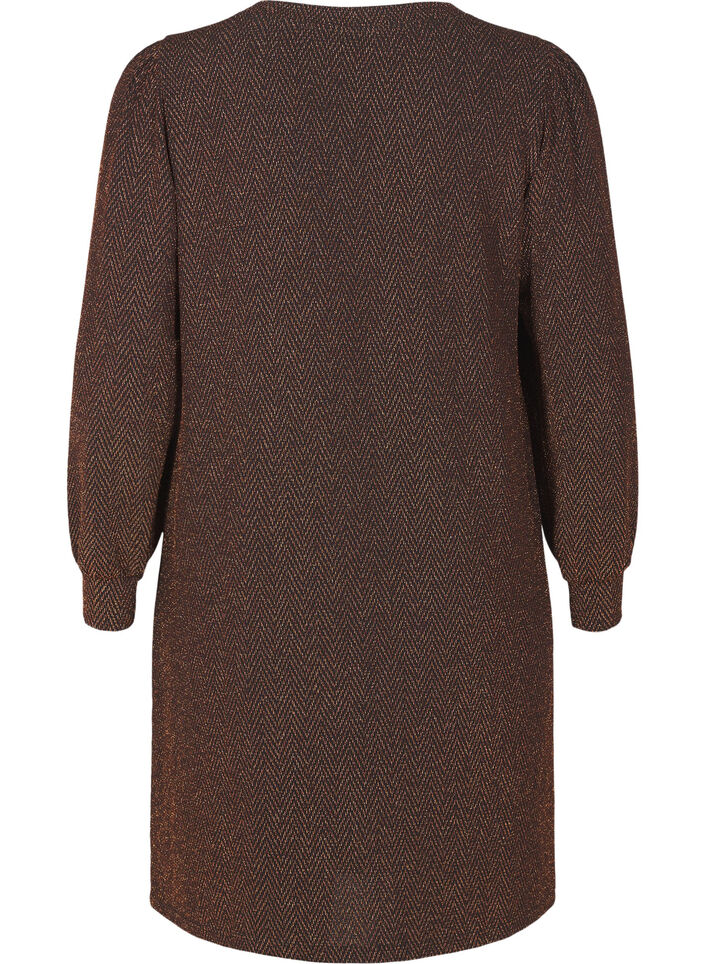 Sukienka w zygzakowaty wzór z brokatem, Copper ZigZagShimmer, Packshot image number 1