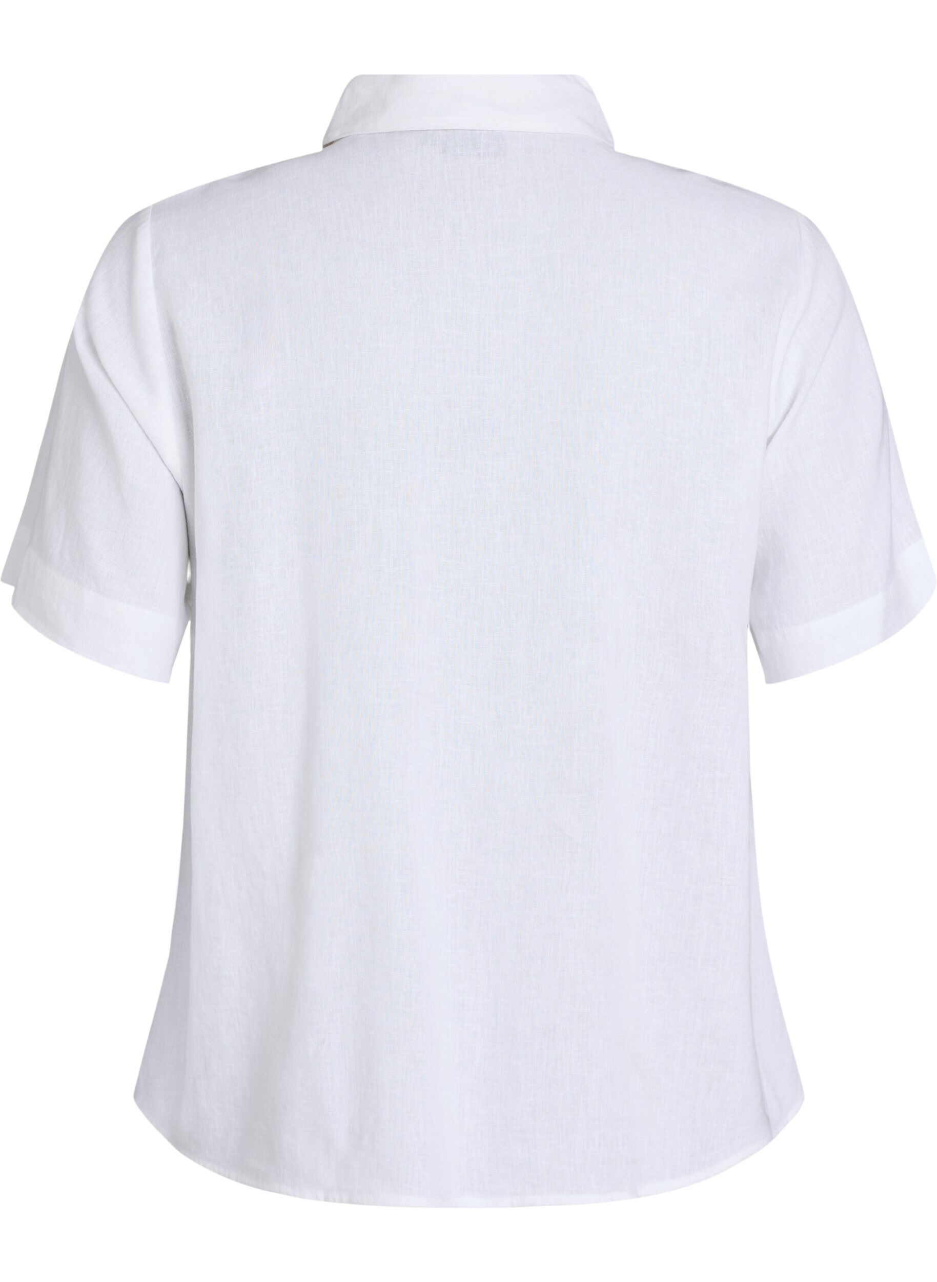 Zizzi Koszula z kr&oacute;tkim rekawem wykonana z lnu i wiskozy, Biały, Packshot image number 1