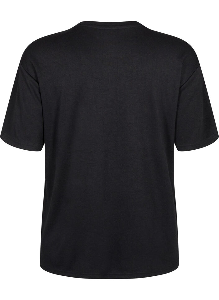 T-shirt z dzetami i okraglym dekoltem, Czarne, Packshot image number 1
