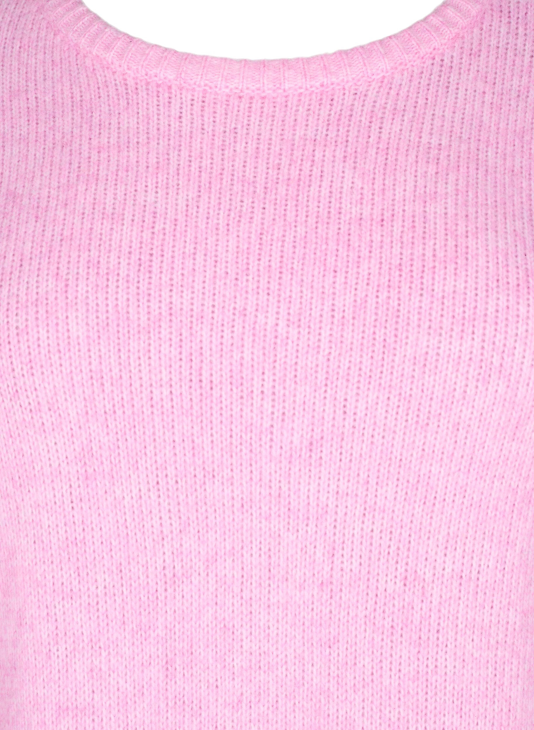 Zizzi Dzianinowy sweter z dodatkiem welny, z dlugim rekawem i okraglym dekoltem, Begonia Pink Mel., Packshot image number 2