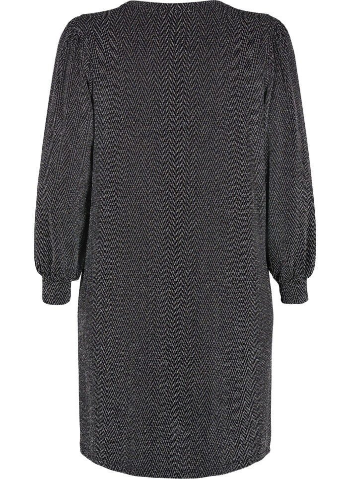 Sukienka w zygzakowaty wzór z brokatem, Silver ZigZagShimmer, Packshot image number 1