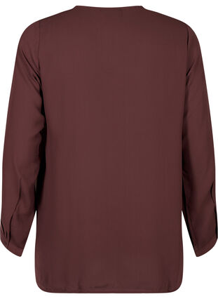 Jednokolorowa koszula z dekoltem w szpic, Fudge, Packshot image number 1