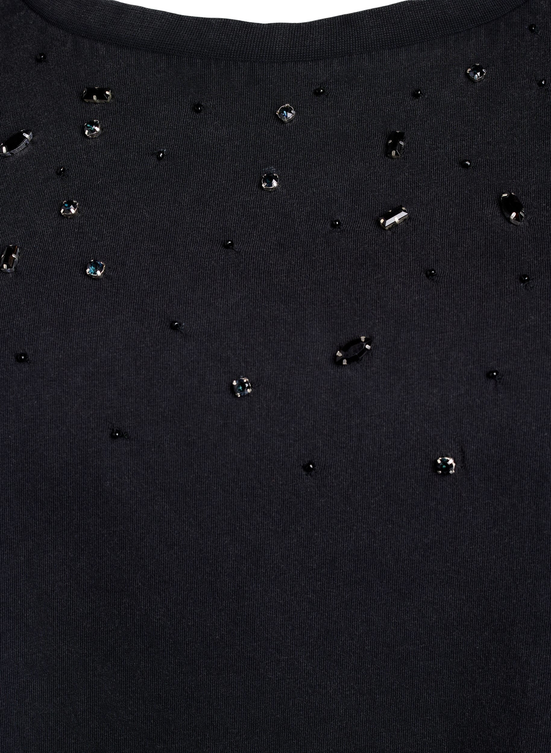 Zizzi Koszulka w stylu boxy z perlami i krysztalkami, Ciemnoszary, Packshot image number 2