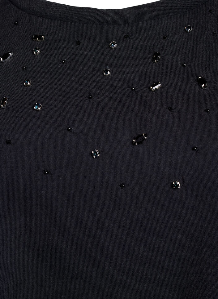 Koszulka w stylu boxy z perlami i krysztalkami, Ciemnoszary, Packshot image number 2