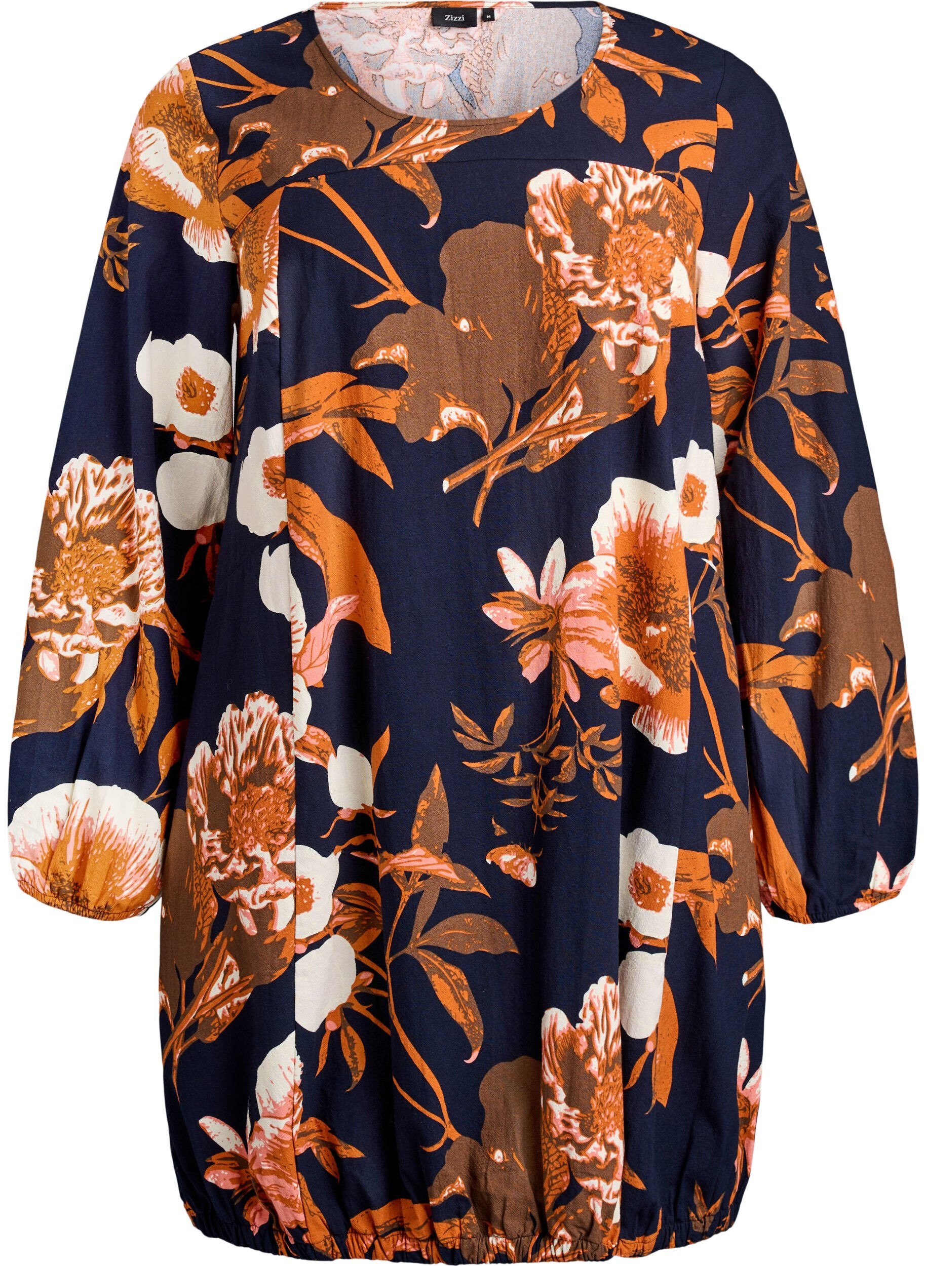 Kr&oacute;tka bawelniana sukienka z elastycznym brzegiem i dlugimi rekawami