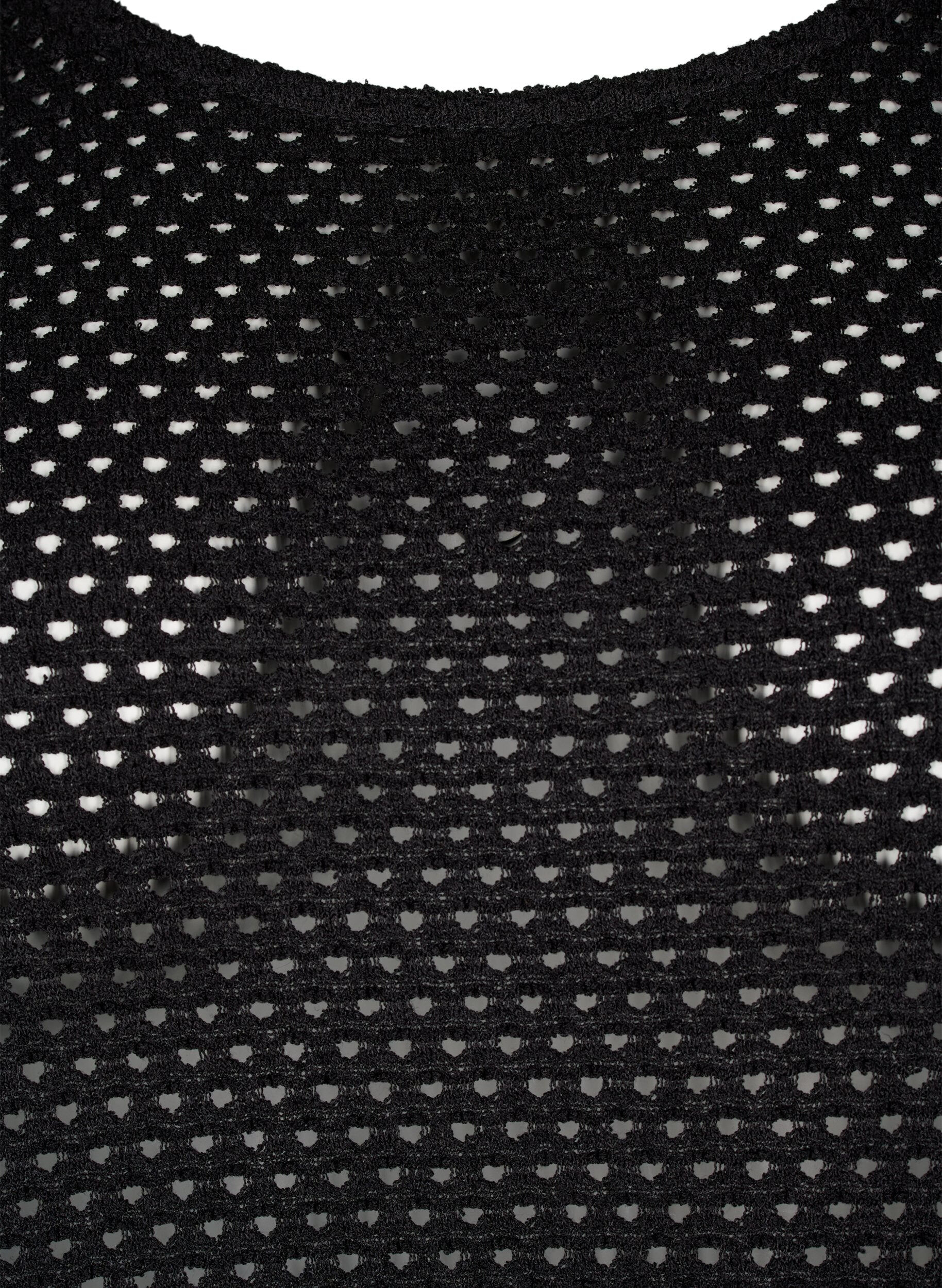 Zizzi Sukienka z rekawem 3/4 i dzianinowym wzorem koronkowym, Black, Packshot image number 2