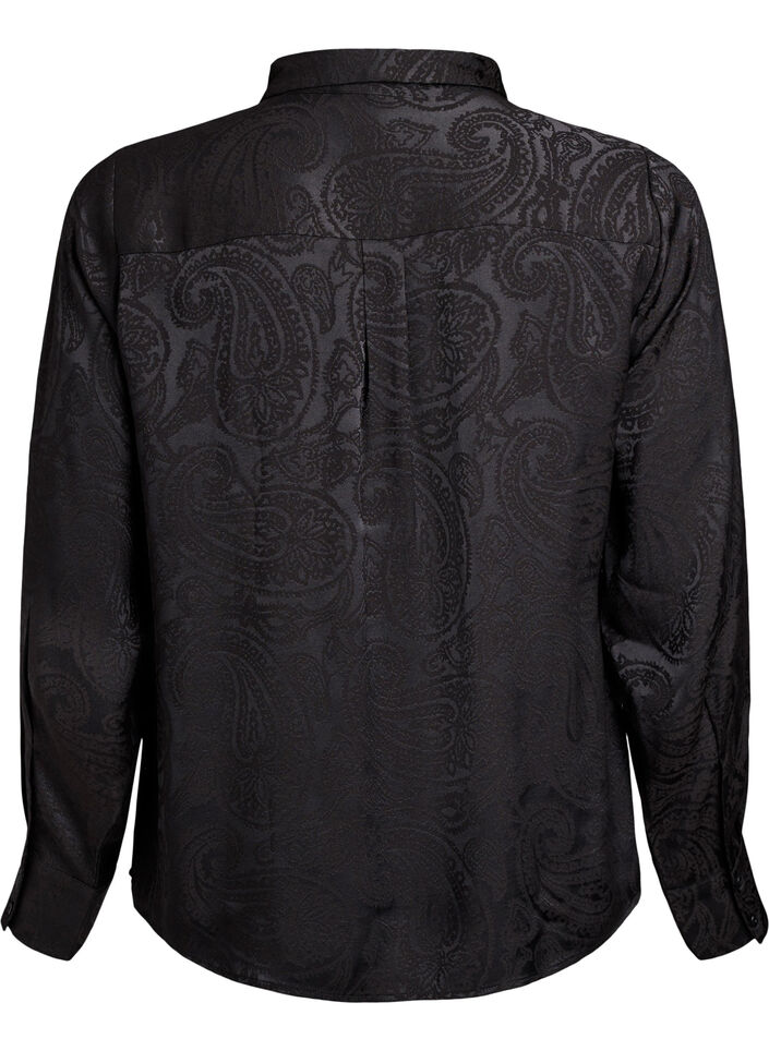 Koszula z wzorem paisley w tonacji ton w ton, Czarne, Packshot image number 1
