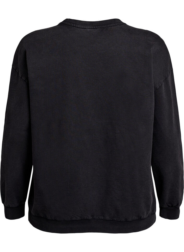 Bluza o spranym wygladzie z nadrukiem tekstowym, Szary, Packshot image number 1