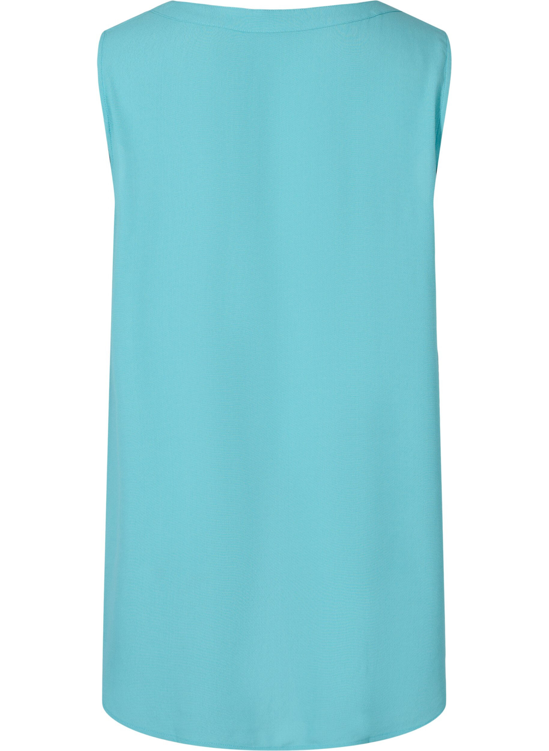 Zizzi Viscose top with buttons, Aqua Sea, Packshot image number 1