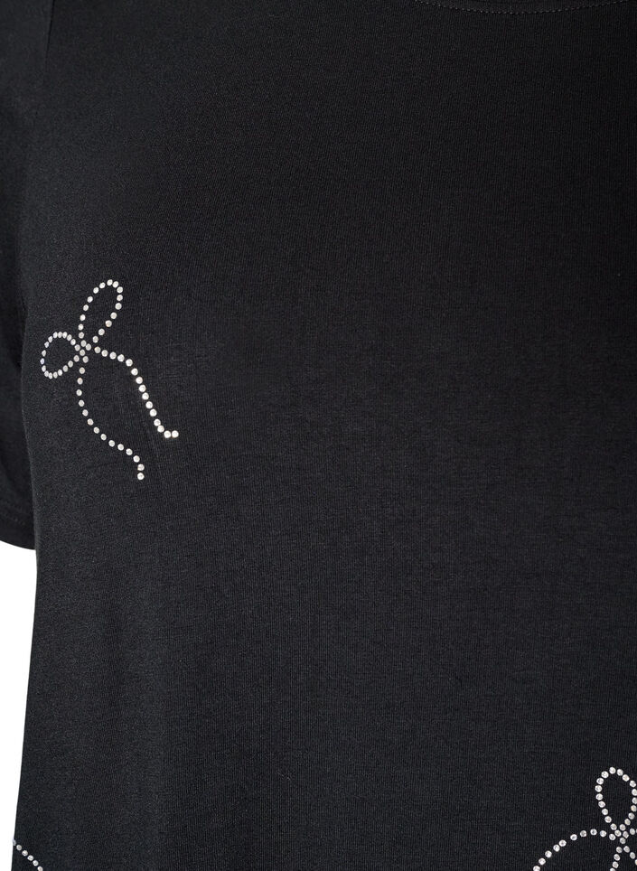 Wiskozowy T-shirt z dzetami, Czarne, Packshot image number 2