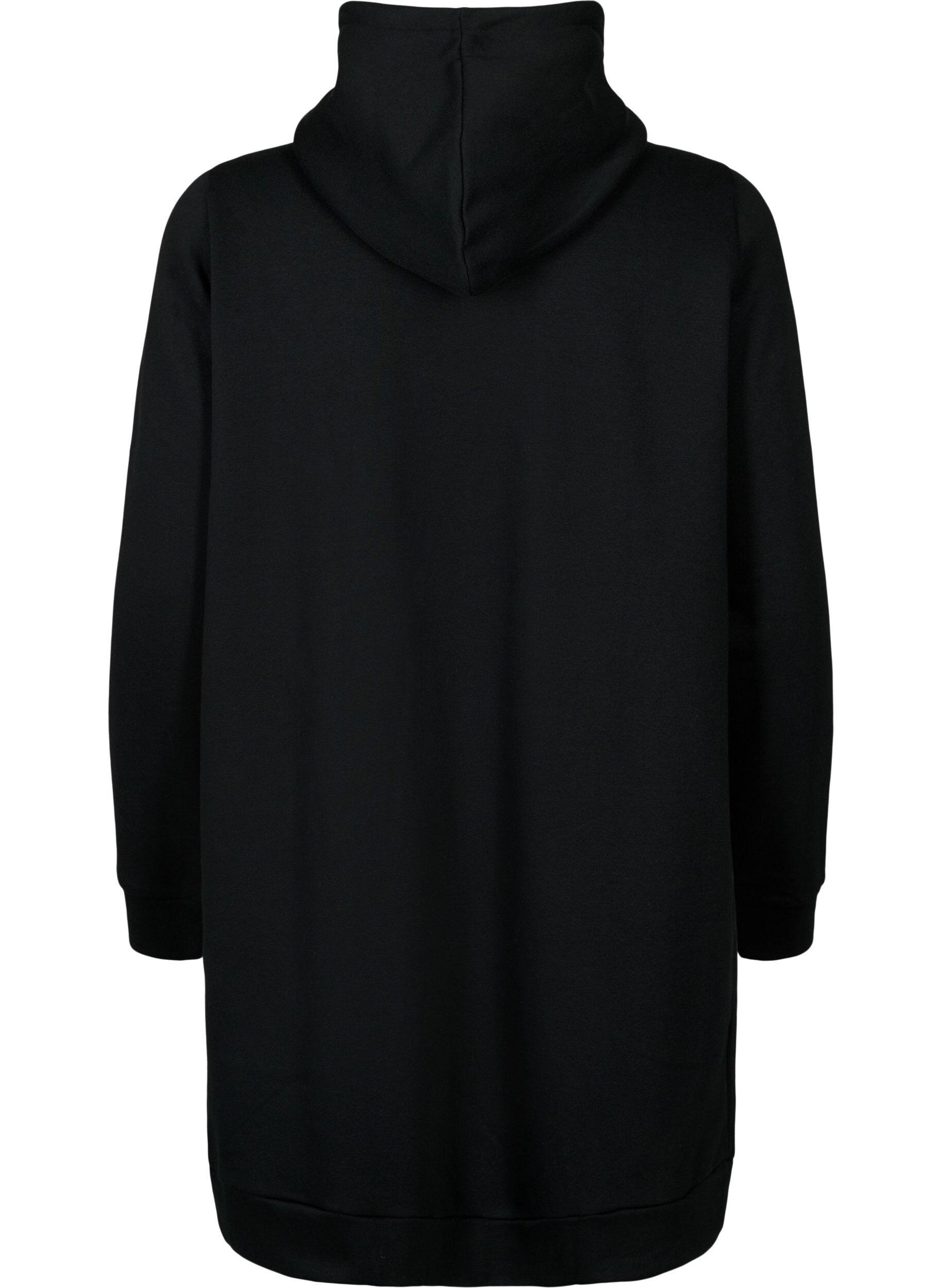 Zizzi Sportowa sukienka dresowa z kapturem, Black/Grey, Packshot image number 1