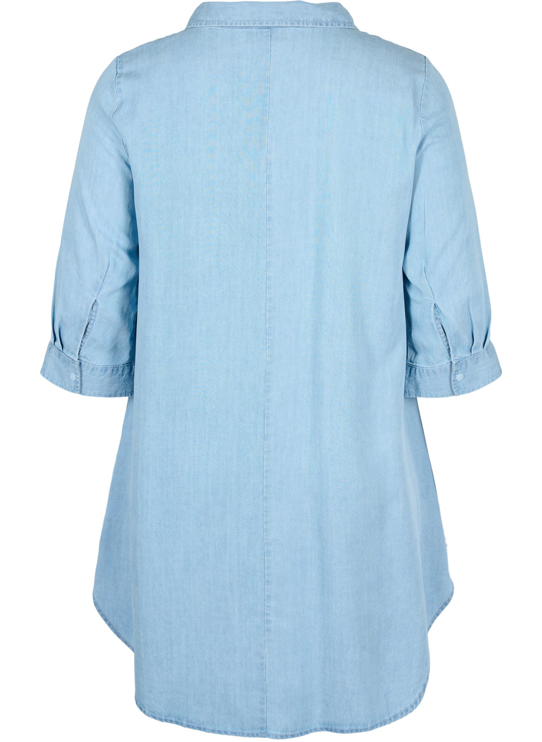 Zizzi Tunic with 3/4 sleeves, Light blue denim, Packshot image number 1
