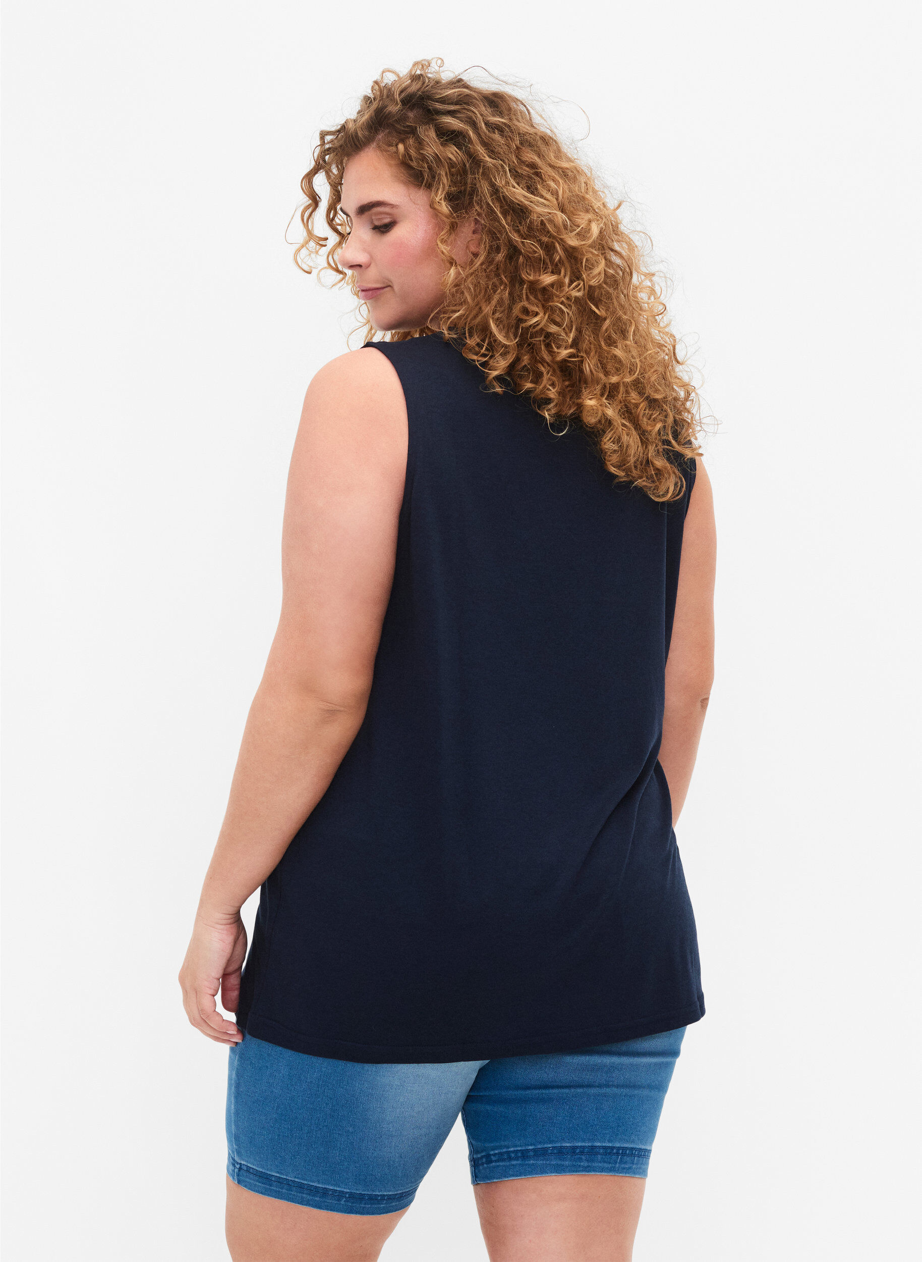 Zizzi Top bez rekaw&oacute;w z koronka, Total Eclipse, Model image number 1