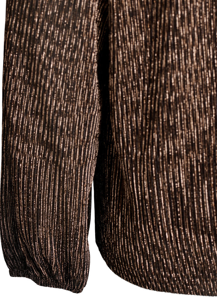 Bluzka na impreze z cekinowymi paskami i dlugimi rekawami, Czarne, Packshot image number 3