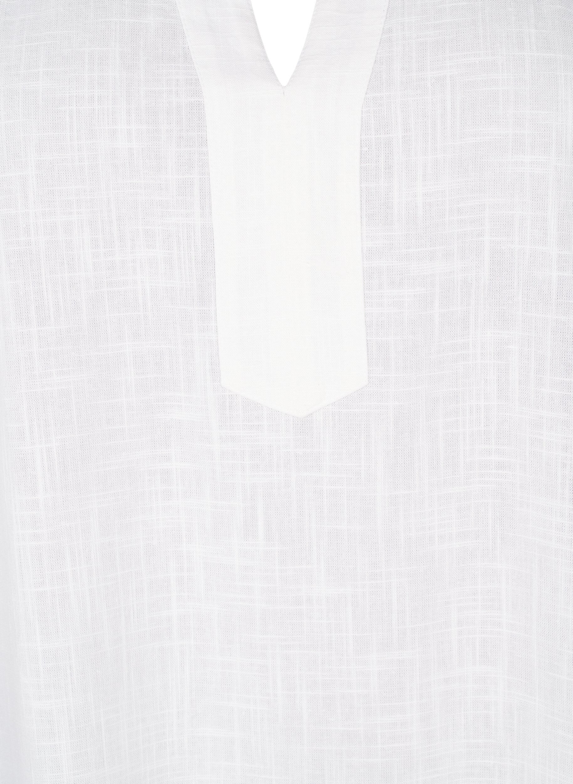 Zizzi Bawelniana tunika z dekoltem w serek, Biały, Packshot image number 2