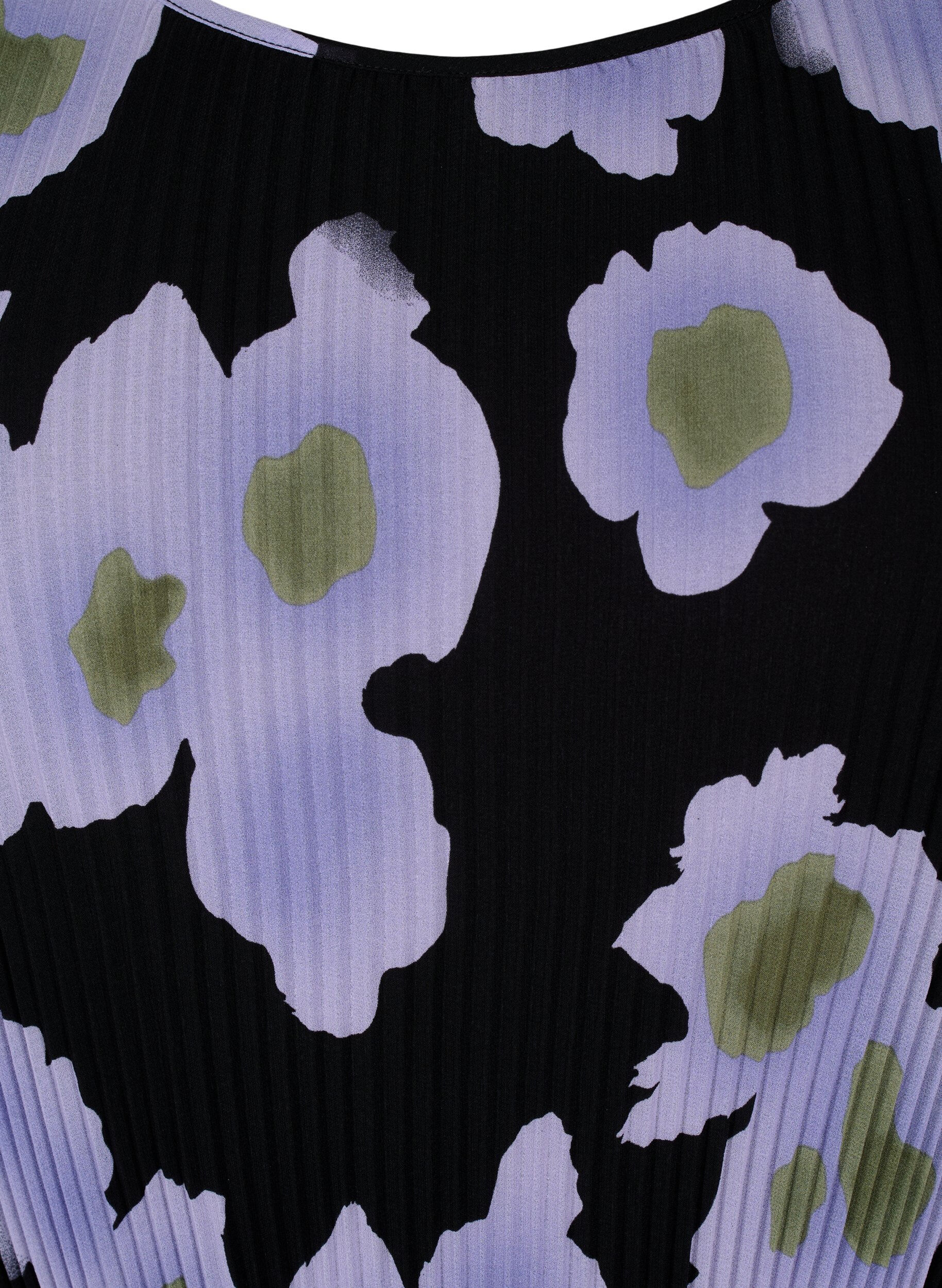 Zizzi Wzorzysta plisowana sukienka z wiazaniem w pasie, Black w. Floral, Packshot image number 2