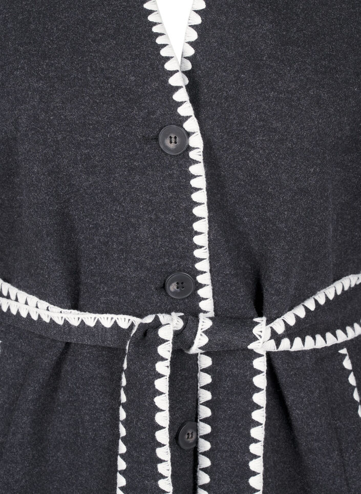 Plaszcz z kontrastowymi brzegami, Dark Grey Melange, Packshot image number 2