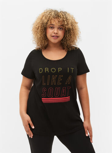 Sportowa koszulka z nadrukiem, Black w. Drop It, Model image number 0