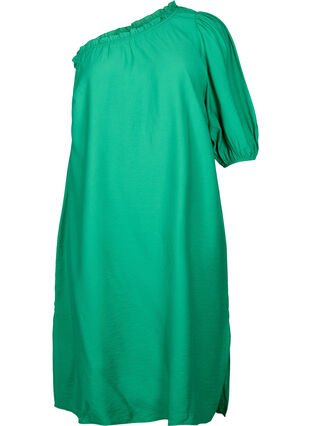 Sukienka na jedno ramie z wiskozy, Deep Mint, Packshot image number 0