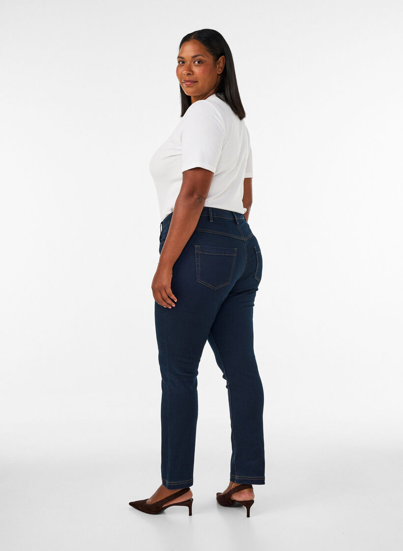 Jeansy Emily o dopasowanym kroju z normalnym stanem, Niebieskie, Model image number 2
