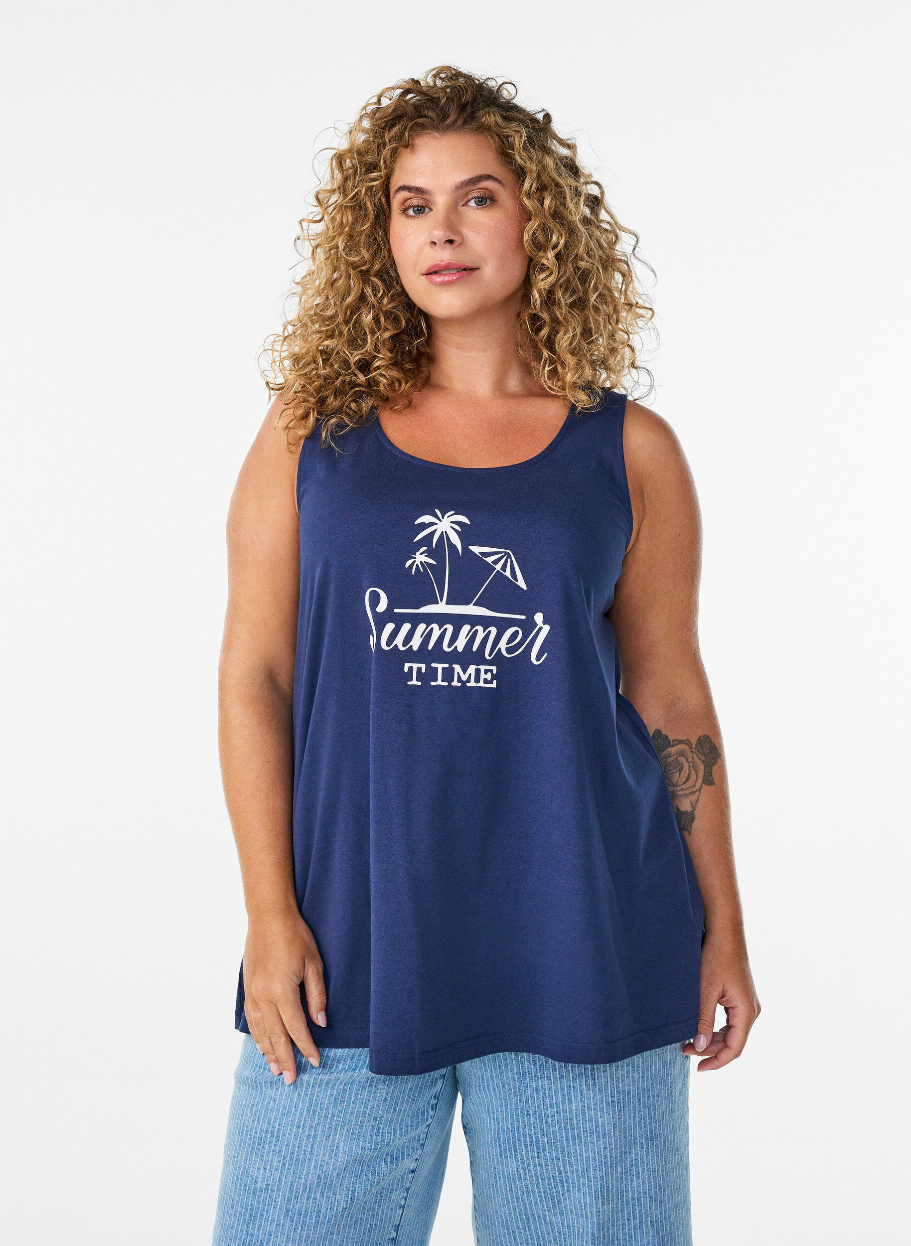 ZizziBawelniany top o&nbsp;rozszerzanym fasonie, Niebieskie, Model image number 0