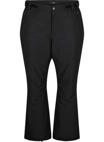 Spodnie narciarskie z kieszeniami i regulowana talia, Czarne, Model