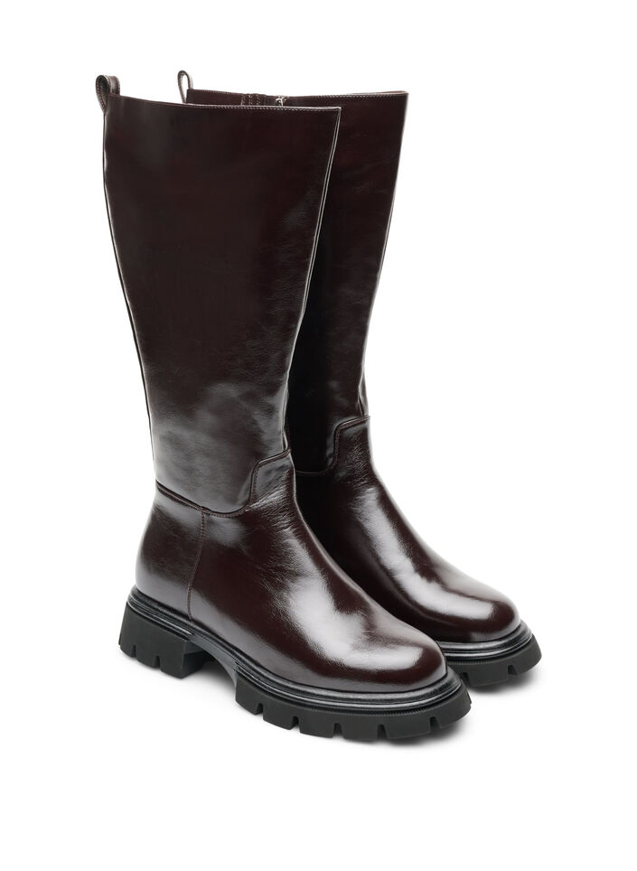 Wysokie buty o lekko spekanej strukturze, Brązowy, Packshot