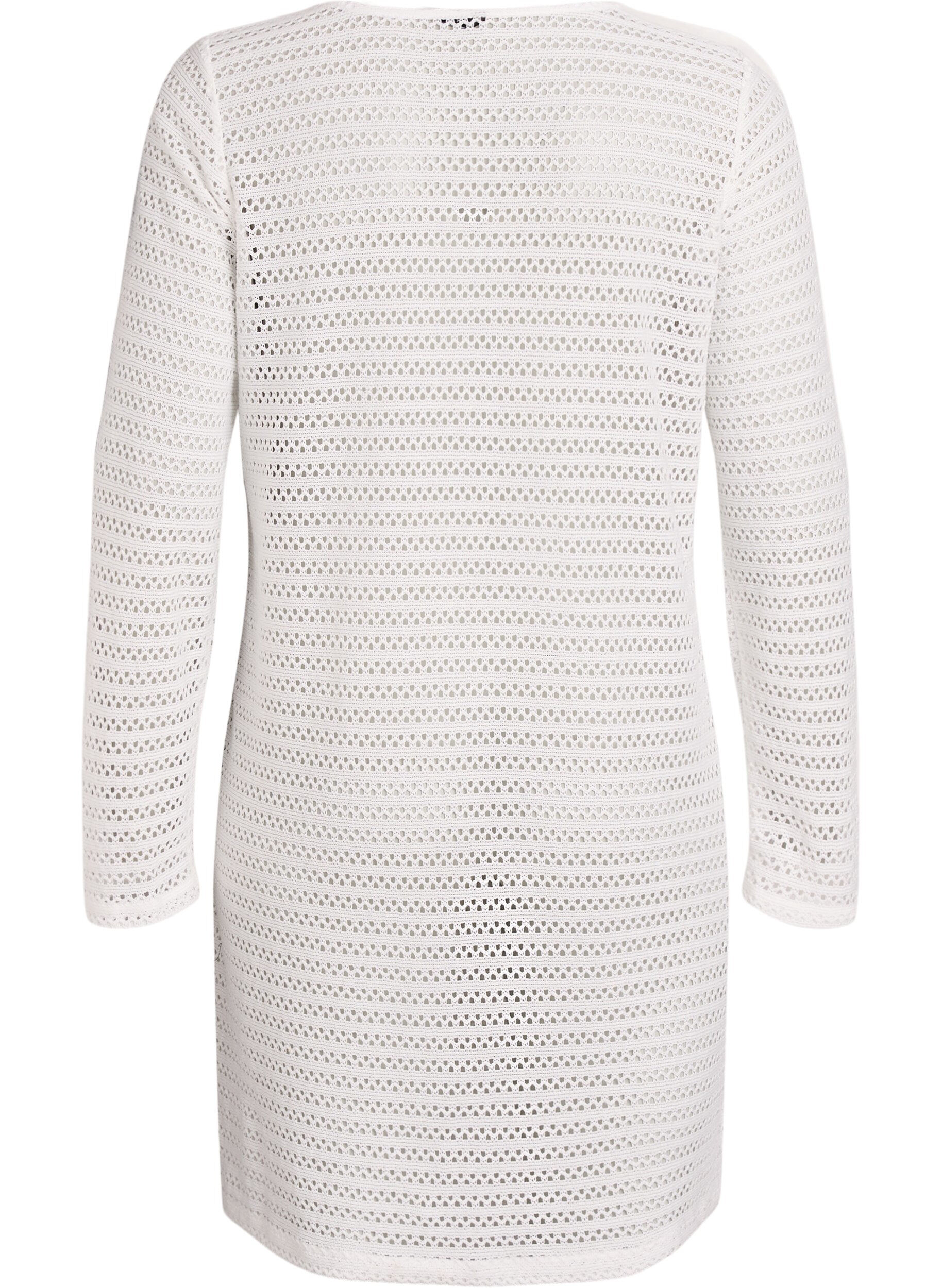 Zizzi Sukienka plazowa z haftem oczka i dlugim rekawem, Beżowy, Packshot image number 1