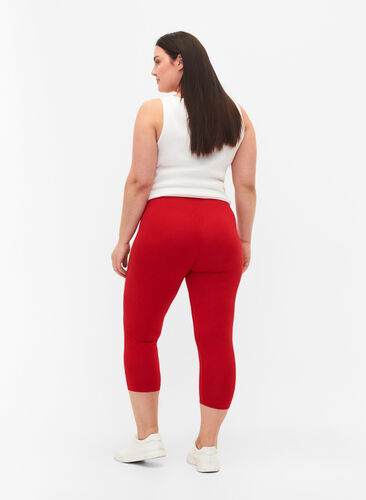 3/4-length wiskozowe legginsy w stylu basic, Tango Red, Model image number 1