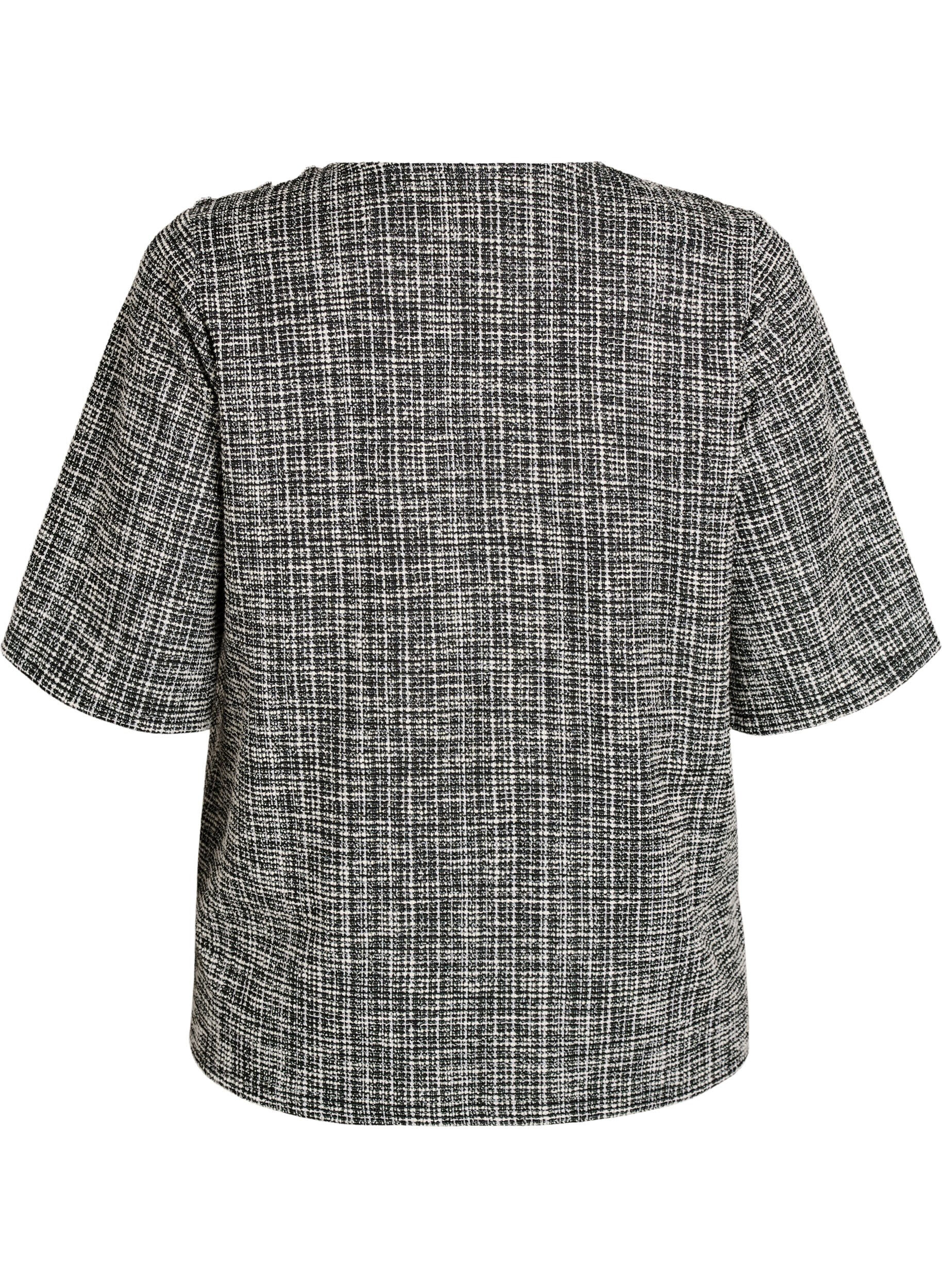 ZizziBluzka z tkaniny z ozdobnym guzikiem, Biały, Packshot image number 1