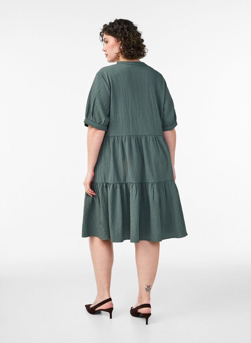 Kr&oacute;tka sukienka o kroju A, Zielony, Model image number 1
