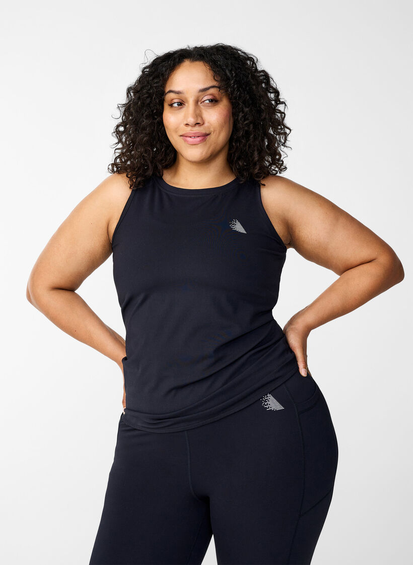 Dopasowany top treningowy z wewnetrznym silikonowym brzegiem, Black, Model image number 0