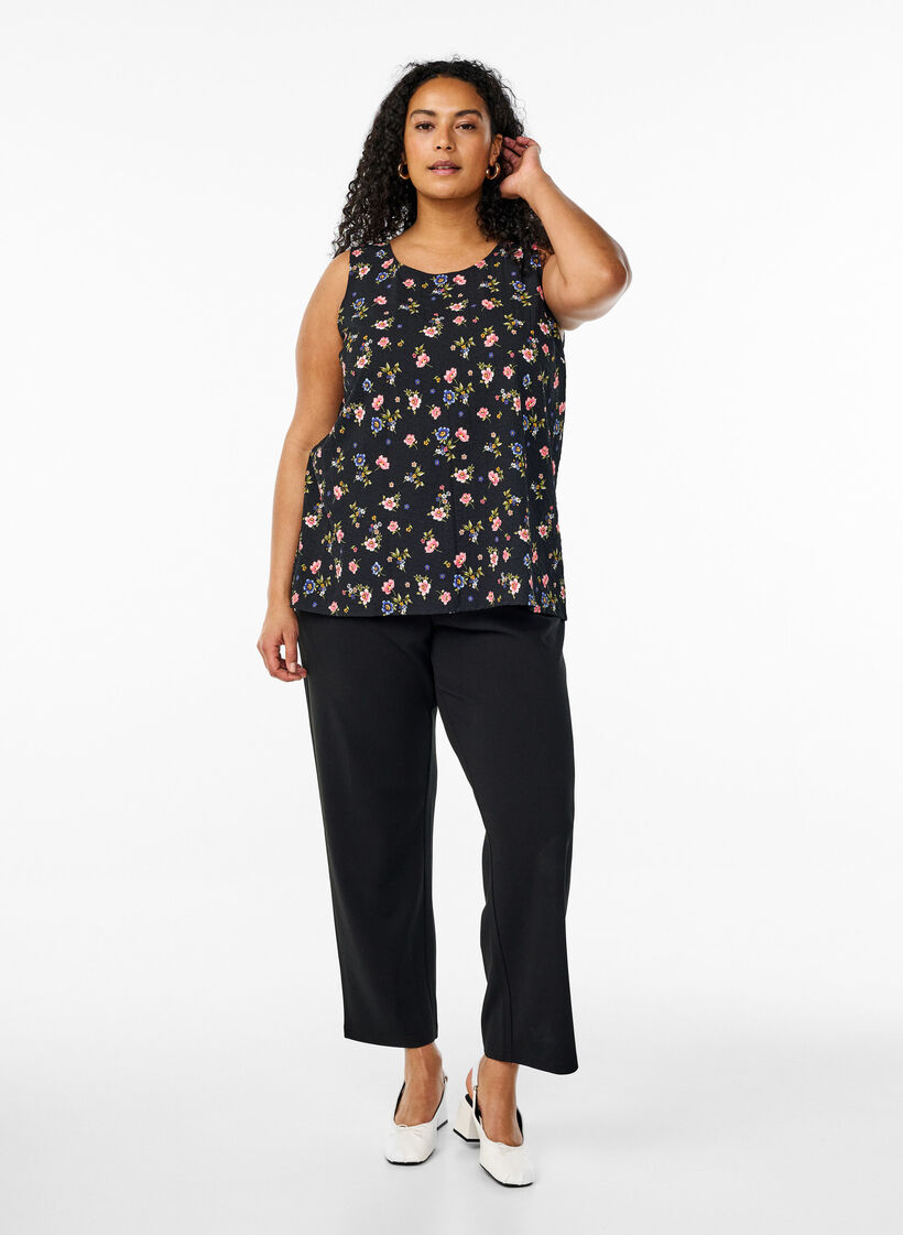 Top bez rekaw&oacute;w z tekstura, Czarne, Model image number 1