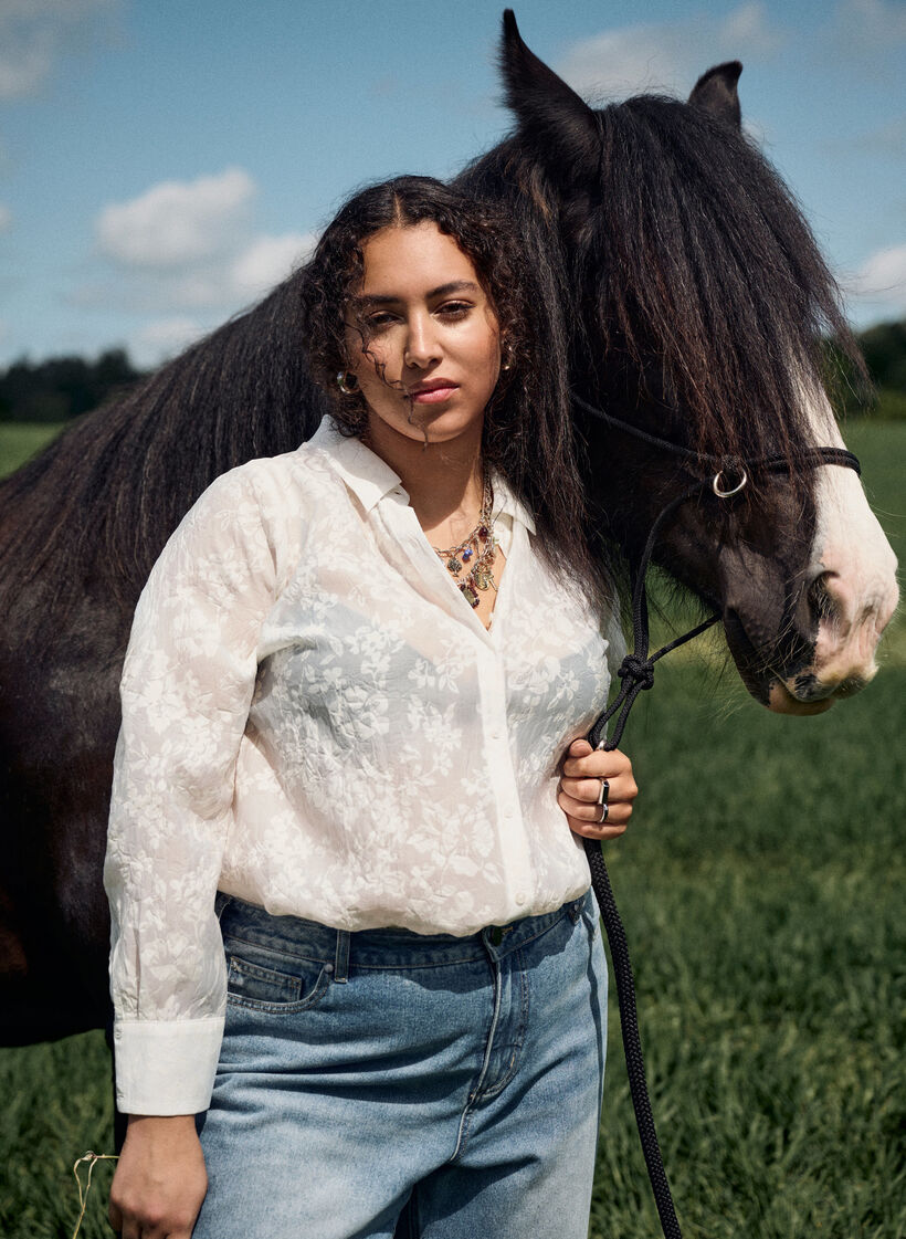 Koszula z wzorem w tej samej tonacji, Biały, Image