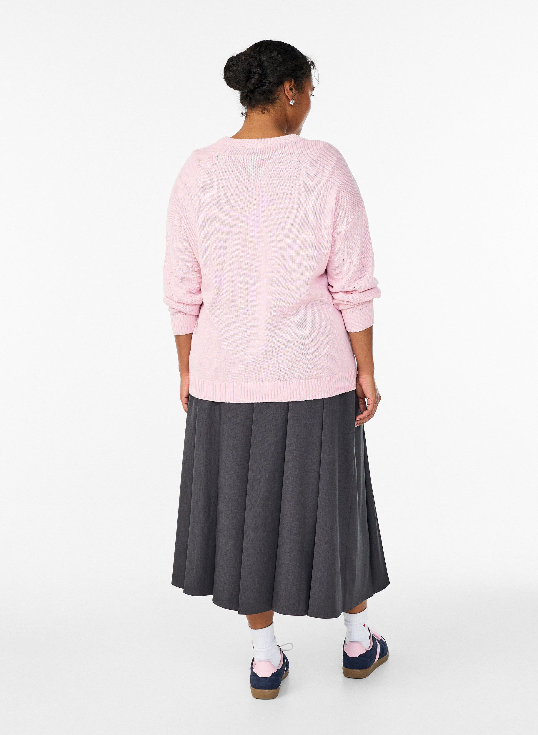 Zizzi Sp&oacute;dniczka midi z szerokimi faldami, Ciemnoszary, Model image number 1