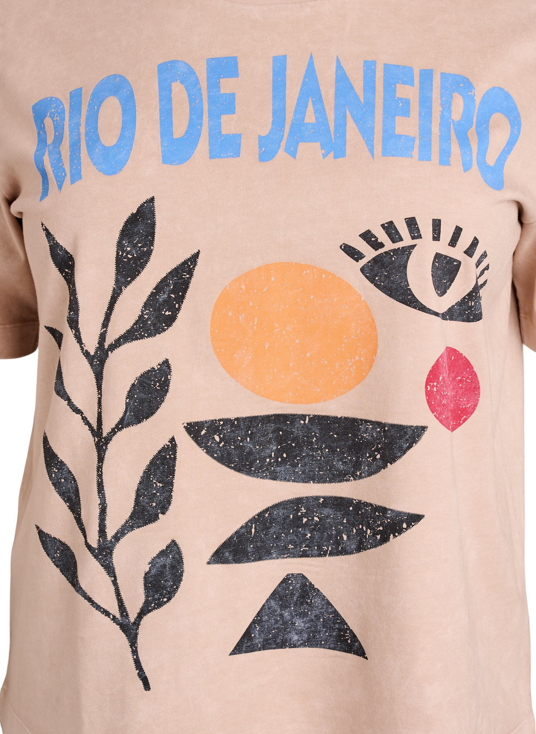 Zizzi Koszulka bawelniana z nadrukiem z przodu, Beżowy, Packshot image number 2