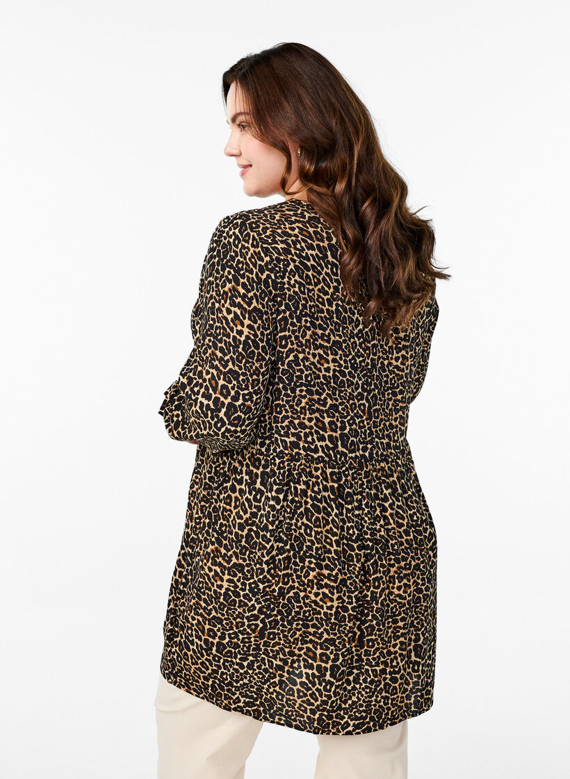 Tunika z&nbsp;dlugim rekawem i&nbsp;szwem, Brązowy, Model image number 2