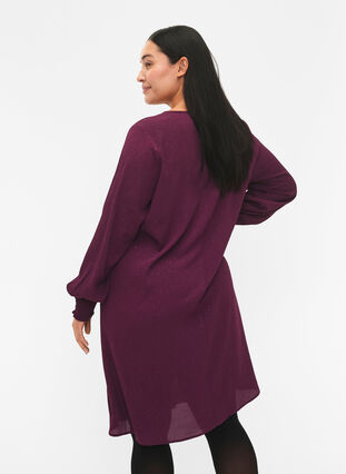 FLASH - Sukienka z dlugim rekawem i brokatem, Purple w. Silver, Model image number 1