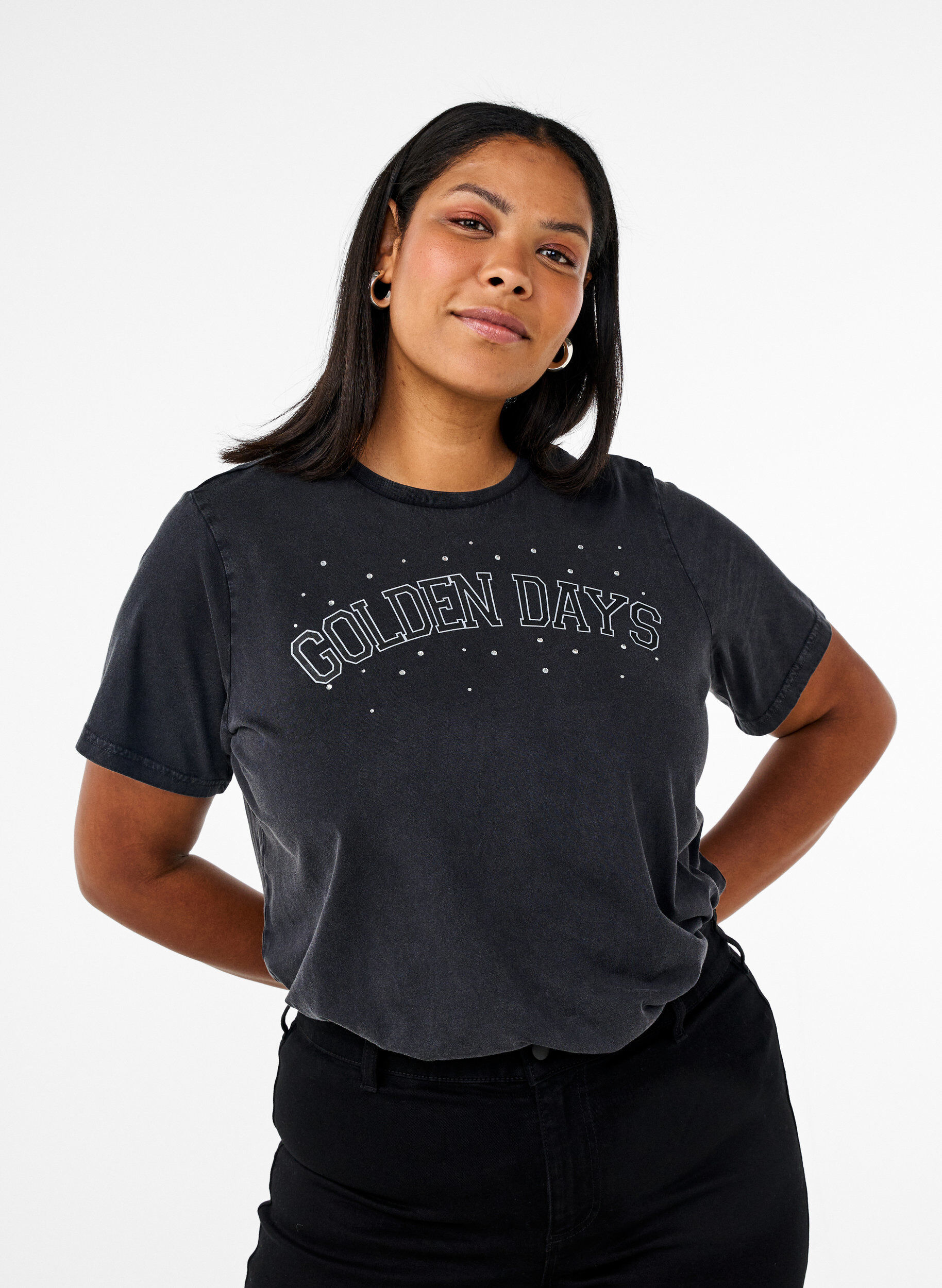 Zizzi Koszulka z bawelny organicznej z nadrukiem graficznym, Szary, Model image number 0