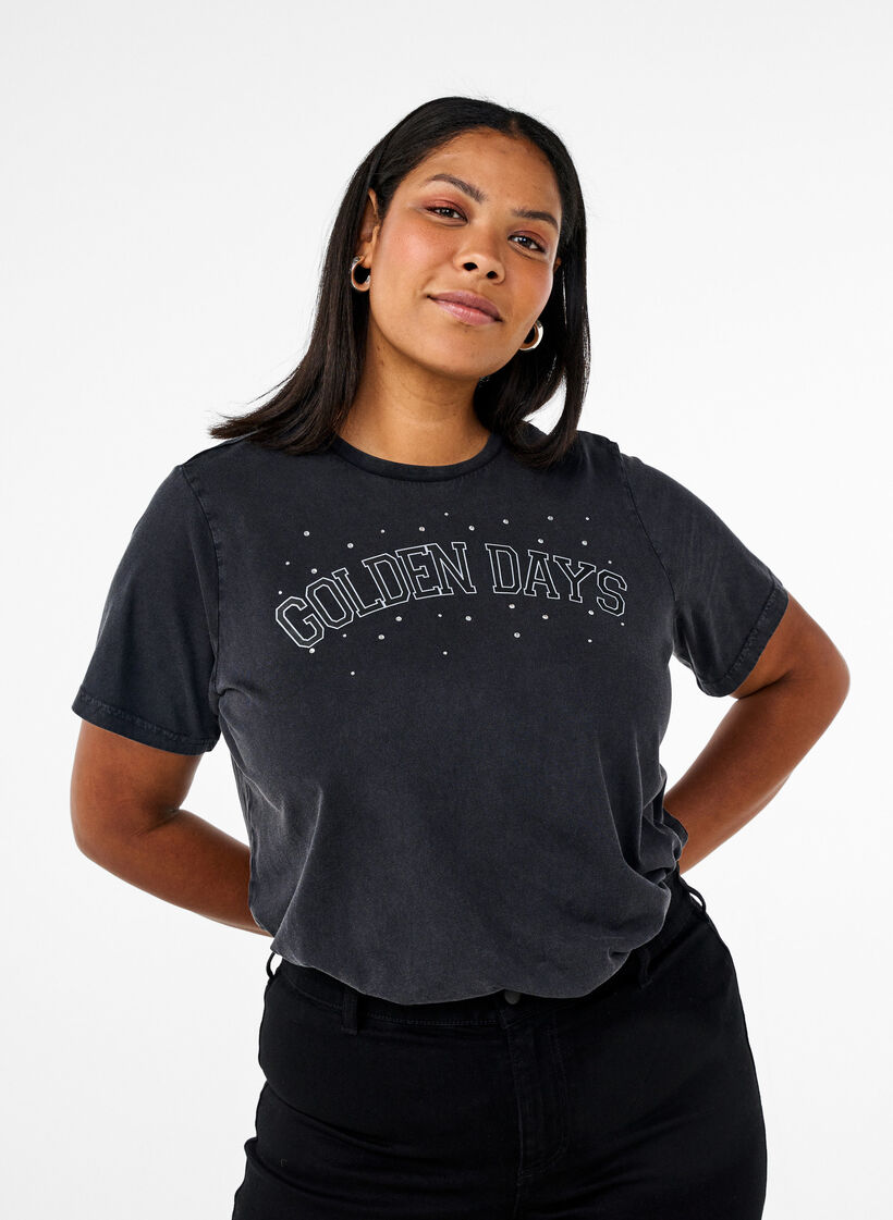 Koszulka z bawelny organicznej z nadrukiem graficznym, Szary, Model image number 0