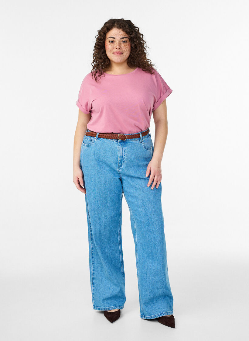 Koszulka z kr&oacute;tkimi rekawami wykonana z mieszanki bawelny, R&oacute;żowy, Model image number 1