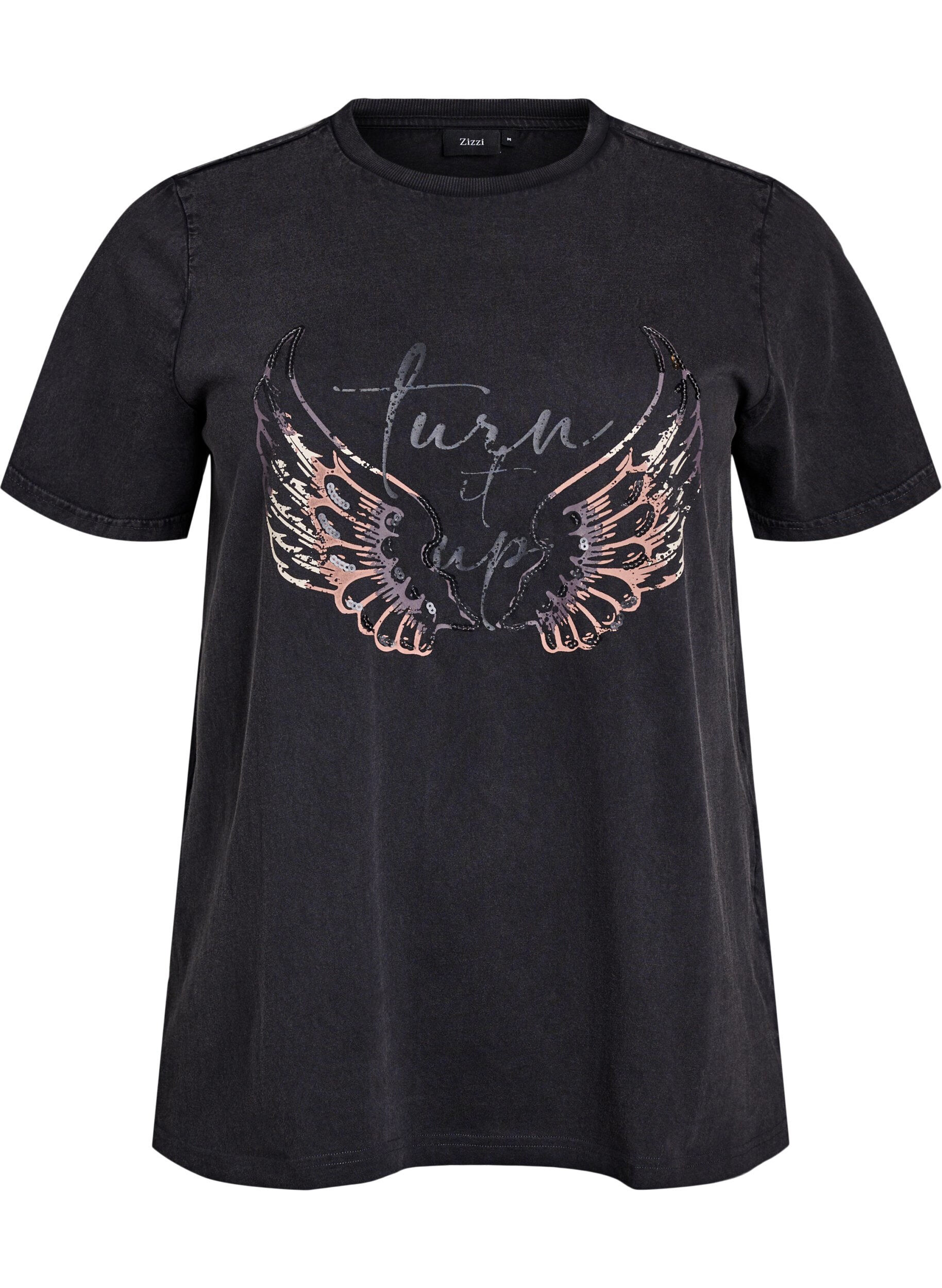 Zizzi Koszulka z bawelny organicznej z nadrukiem, Szary, Packshot image number 0