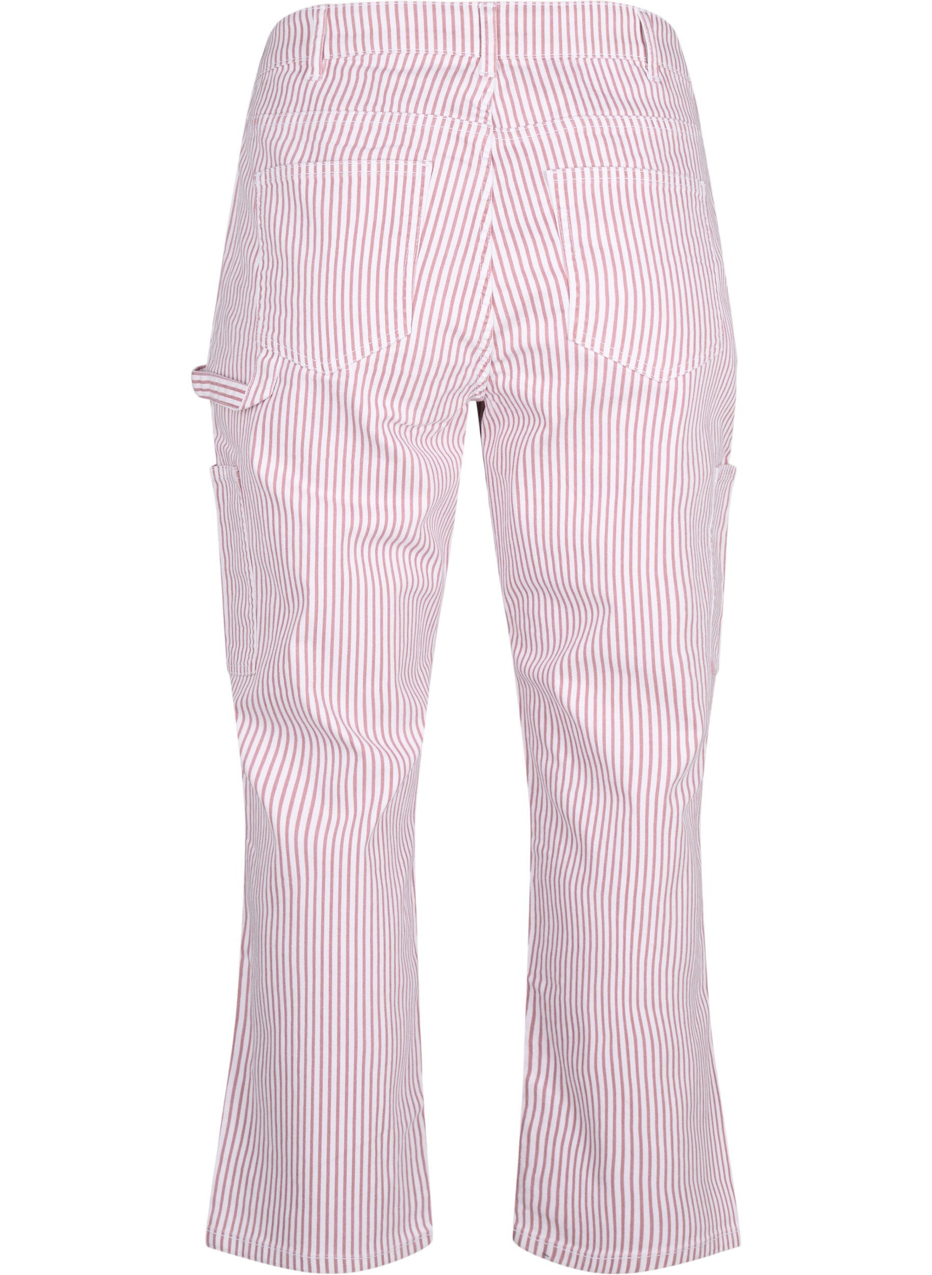 Zizzi  Jeansowe boj&oacute;wki w paski o prostym kroju, Rose White Stripe, Packshot image number 1