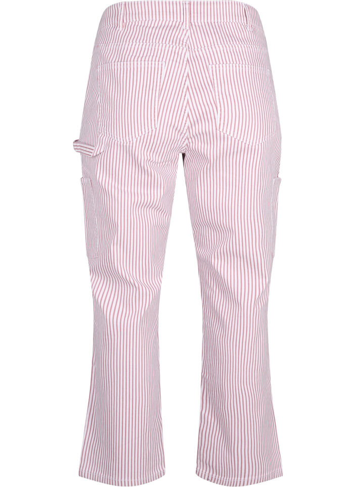  Jeansowe bojówki w paski o prostym kroju, Rose White Stripe, Packshot image number 1