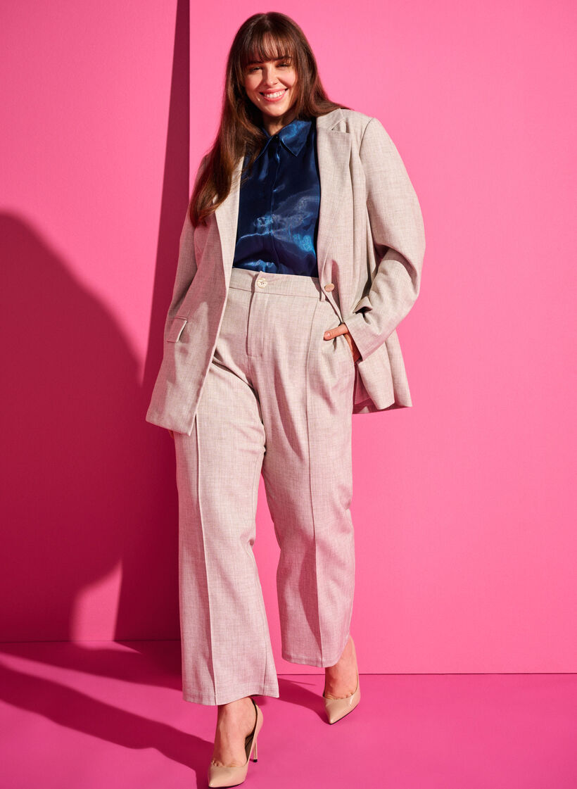 Melanzowe spodnie z gumka i guzikami, String, Image image number 0