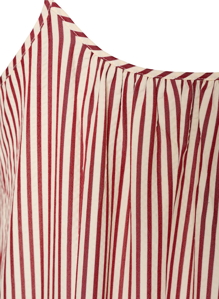 Letnia sukienka w paski o linii A, Czerwony, Packshot image number 3