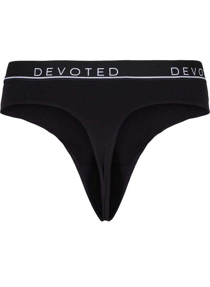 Bawelniane stringi z normalnym stanem, Czarne, Packshot image number 1