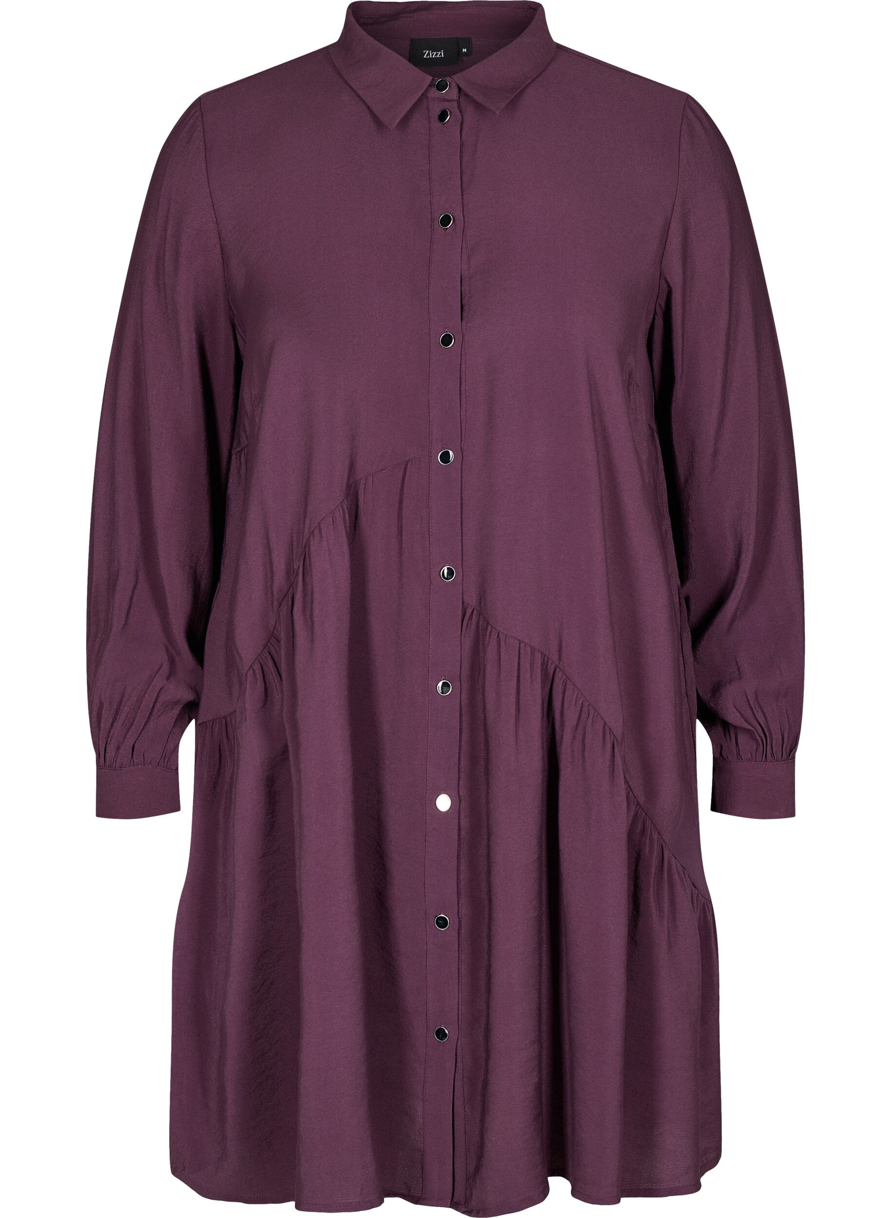 Zizzi Solid-coloured, A-line shirt dress, Plum Perfect, Packshot image number 0