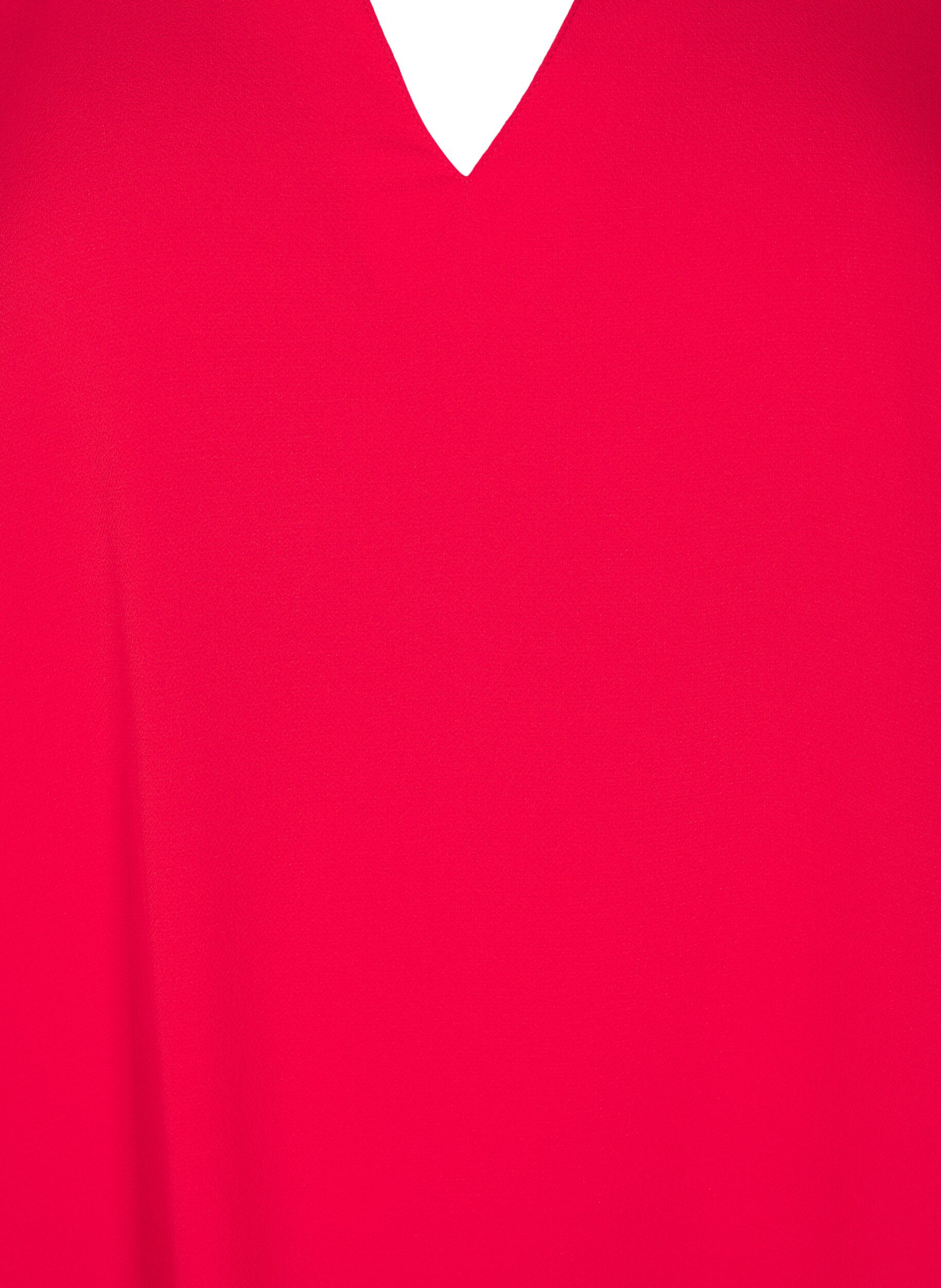 Zizzi Bluzka z kr&oacute;tkim rekawem i dekoltem w szpic, Czerwony, Packshot image number 2